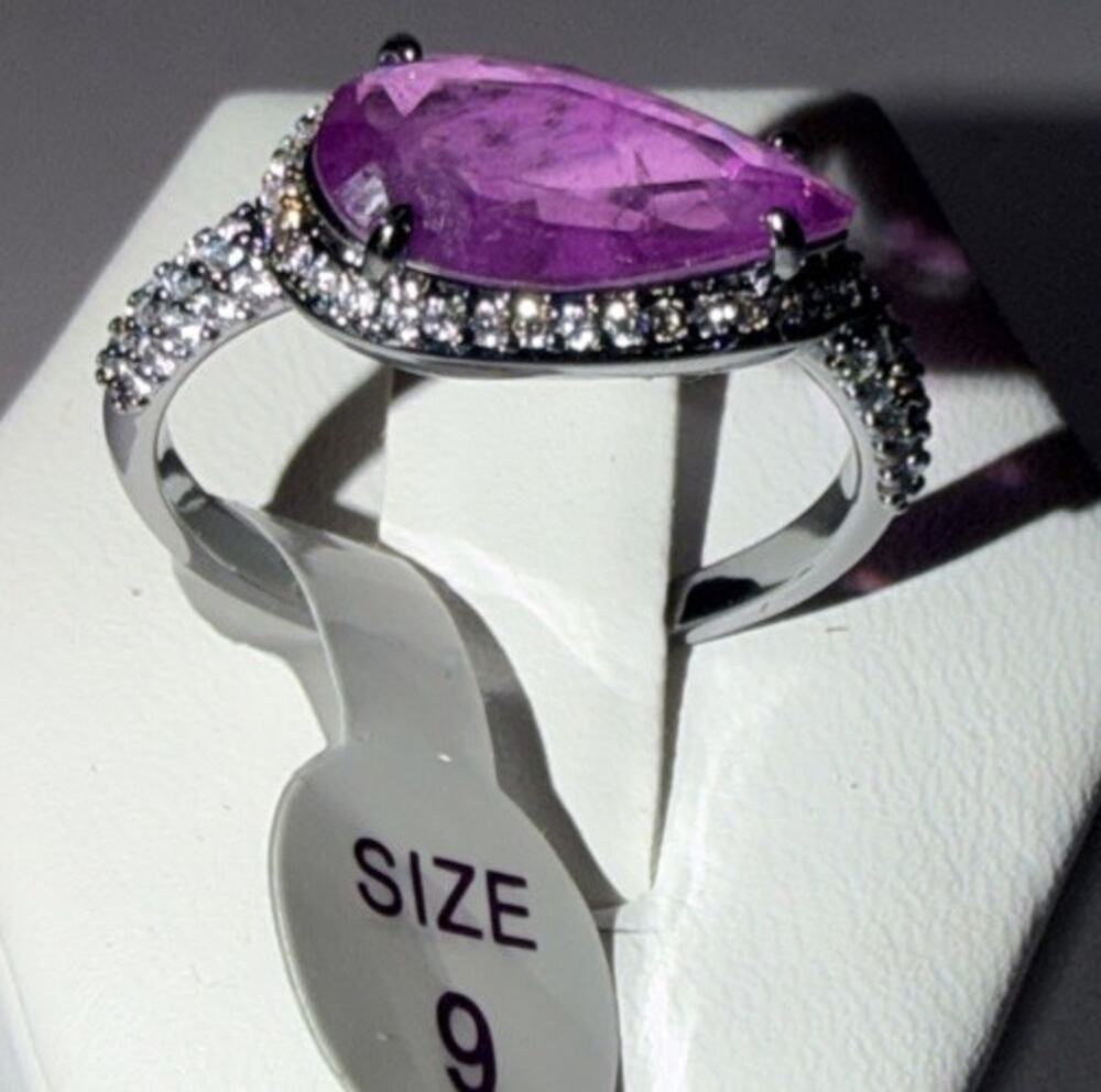 Ring Bomb Party OG Ring RG31111 "Starlight's Pool" Hematite/ Purple Fluorite...